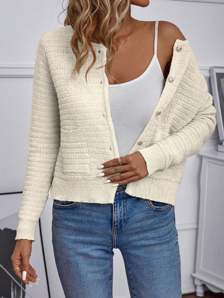 SHEIN Frenchy Cardigan A Bottoni Frontale Tinta Unita | SHEIN