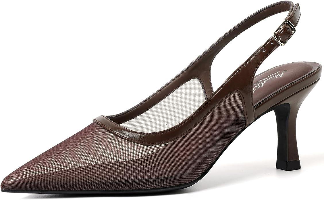 Mostrin Kitten Heels for Women Slingback Pointed Closed Toe Heels Women's Pumps Shoes for Wedding... | Amazon (US)