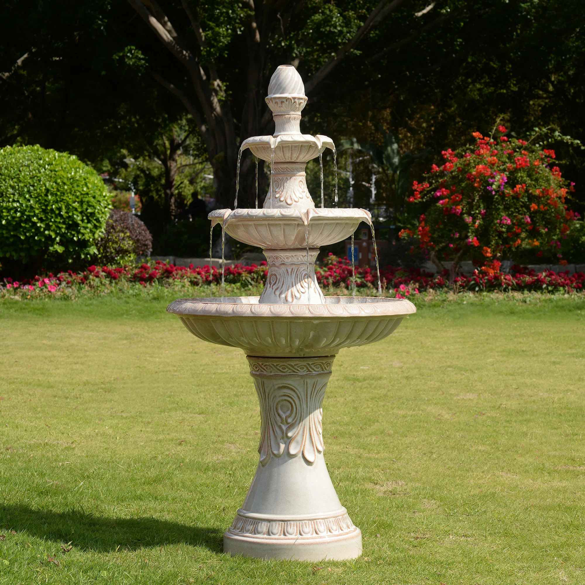 Shiloh 3 Tier Ceramic Fountain - Elegance, No Lights | Wayfair North America