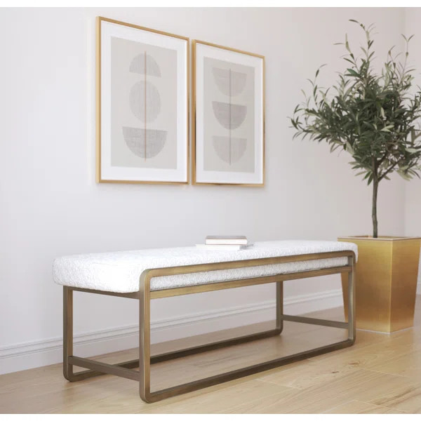 Reena Ivory Boucle Bench 54Wx16Dx18H" | Wayfair North America