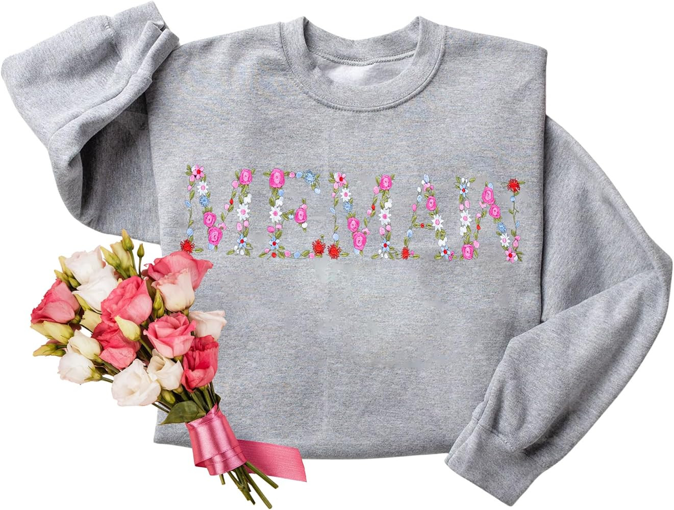 Embroidery Floral Memaw Sweatshirts For Grandma Gift Sweatshirt From Grandkids Flower Gift Mother... | Amazon (US)