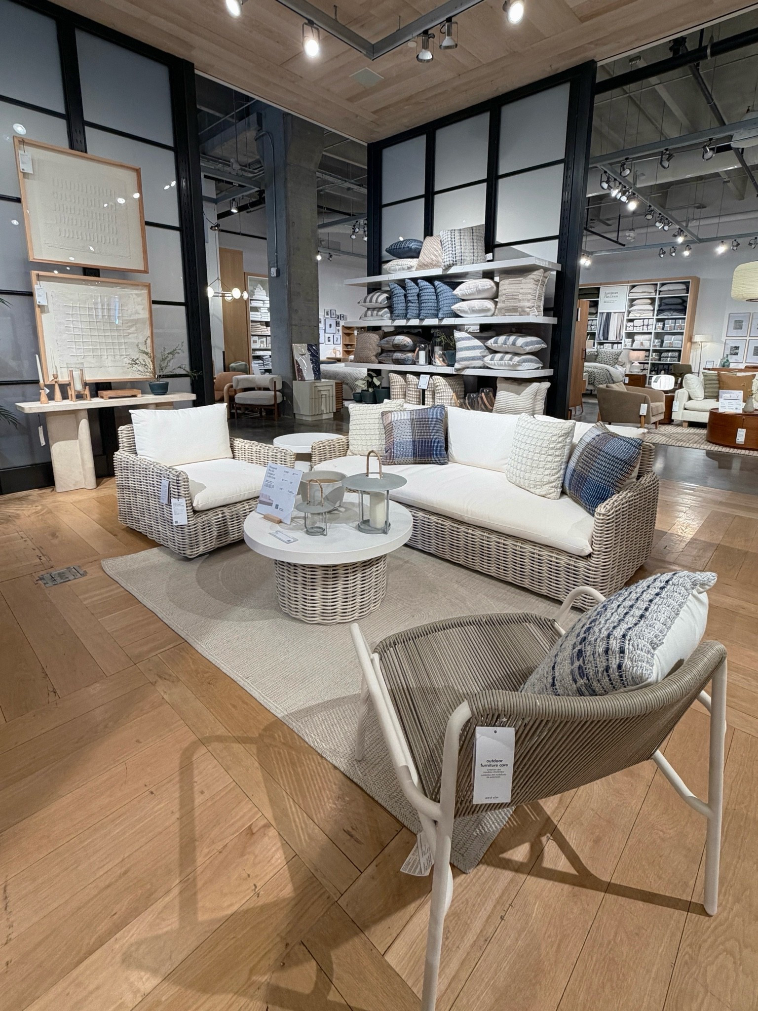 New at West Elm!✨ The Westport Collection featuring the Slim Profile Outdoor Sofa, Swivel Chair, and coordinating coffee table in the Seashore Wicker finish. 🤍 The woven texture and modern silhouette create such a contemporary outdoor lounge setup that feels cozy, airy, and elevated all at once! ☀️ #WestElm #OutdoorLounge #OutdoorFurniture

#LTKHome #LTKSaleAlert #LTKSeasonal