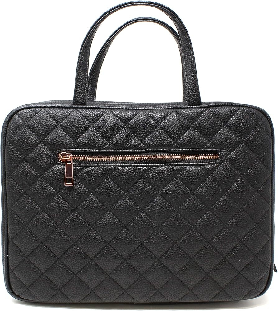 Ms Lovely Leather Toiletry Travel Bag for Women - Large Cosmetic Size with 4 Pockets - Rose Gold ... | Amazon (US)