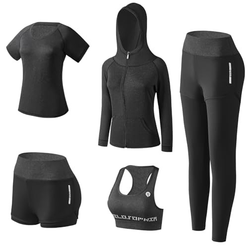 Workout Sets for Women Clothes Tracksuit Sport Yoga Fitness Gym Tennis Exercise Workout Clothes Athletic Activewear Sets (Black 03, L) | Amazon (US)