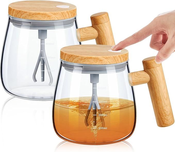 Maxcheck 2 Pcs Self Mixing Glass Coffee Mug with Lid Handle Automatic Electric Cup Rotating Blend... | Amazon (US)