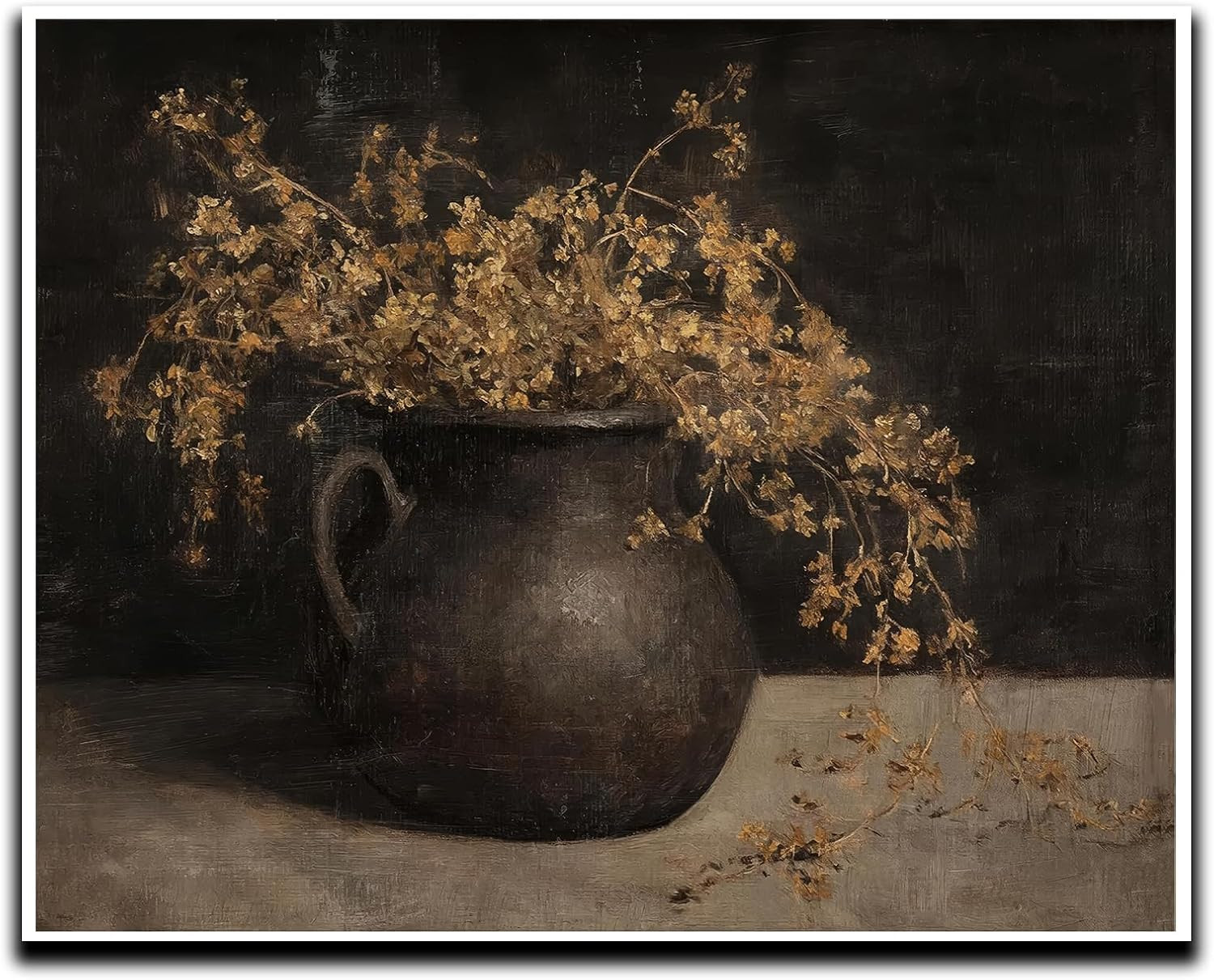 Vintage Canvas Wall Art Farmhouse Rustic Dark Floral Autumn Painting Vintage Art Painting Picture Bathroom Wall Decor Flowers Artwork for Living Room Bedroom Kitchen Office 16X20 Inch UNFRAMED | Amazon (US)
