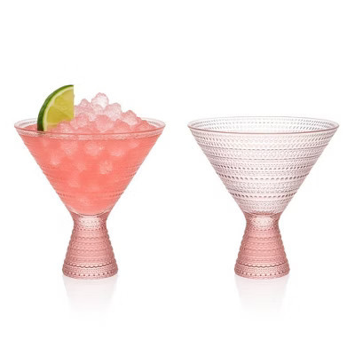 LEMONSODA Rose Pink Hobnail Martini Glasses - 9oz Set of 2 Vintage Glassware | Target