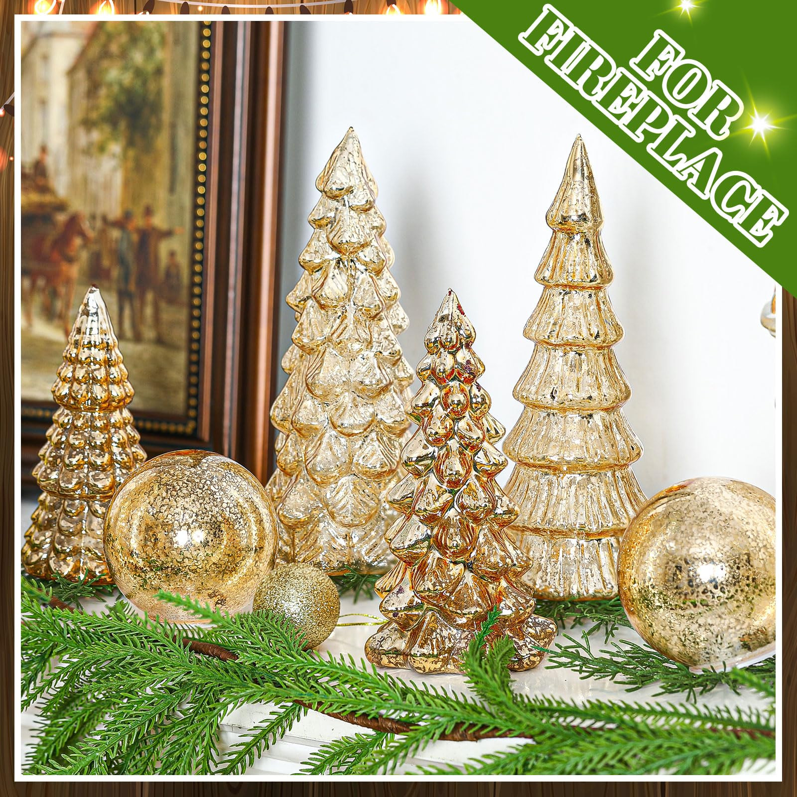 Syhood 6 Pcs Mercury Glass Christmas Tree for Tabletop Light up Figurine Christmas Tree Mercury C... | Amazon (US)