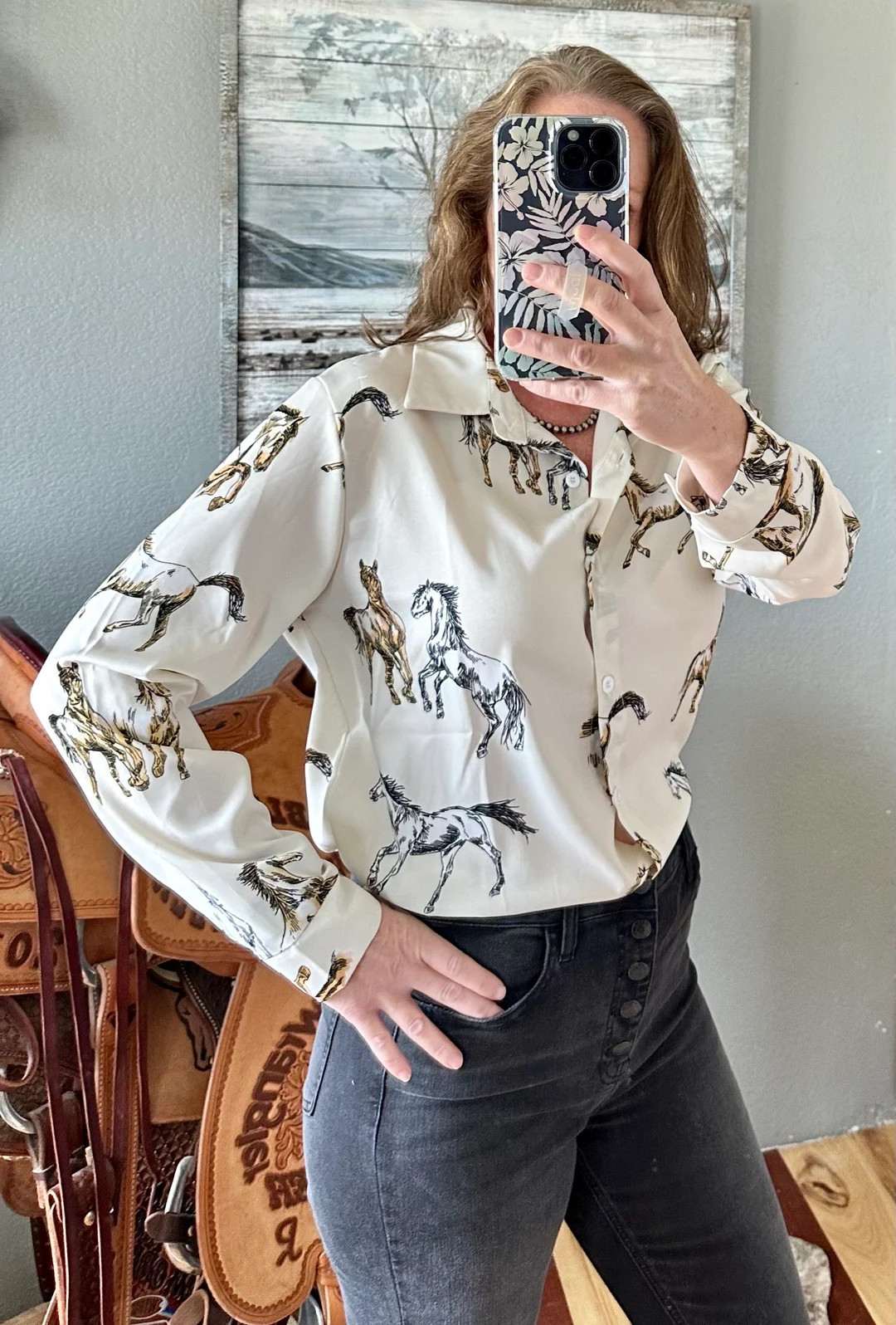 Women's Western Blouse, Horse Blouse, Business Fashion, Cowgirl Western Button Up - Etsy | Etsy (US)