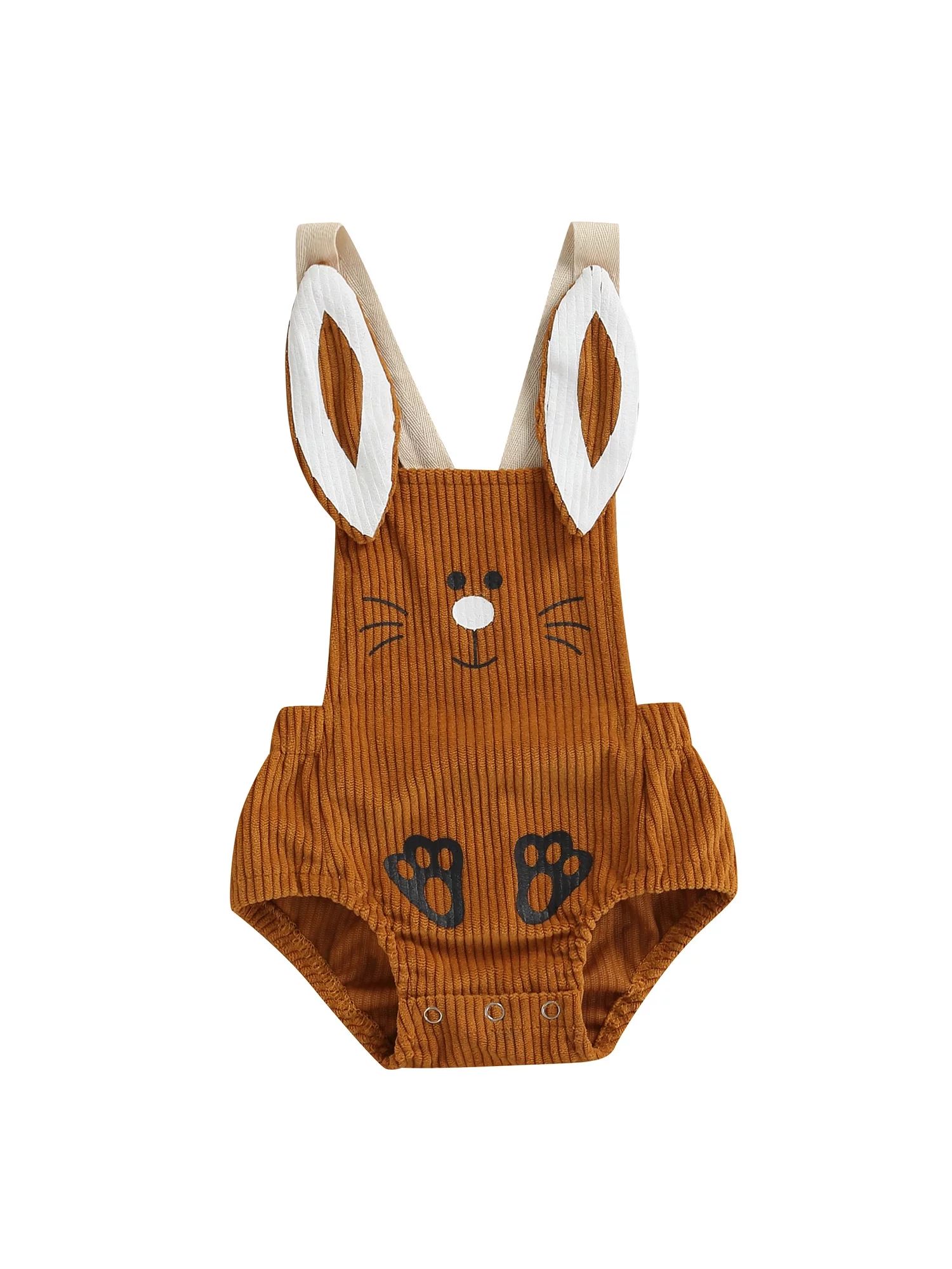 Inevnen Baby Girl Boy Easter Outfits Newborn Infant Rabbit Romper Corduroy Bunny Ears Jumpsuit - ... | Walmart (US)