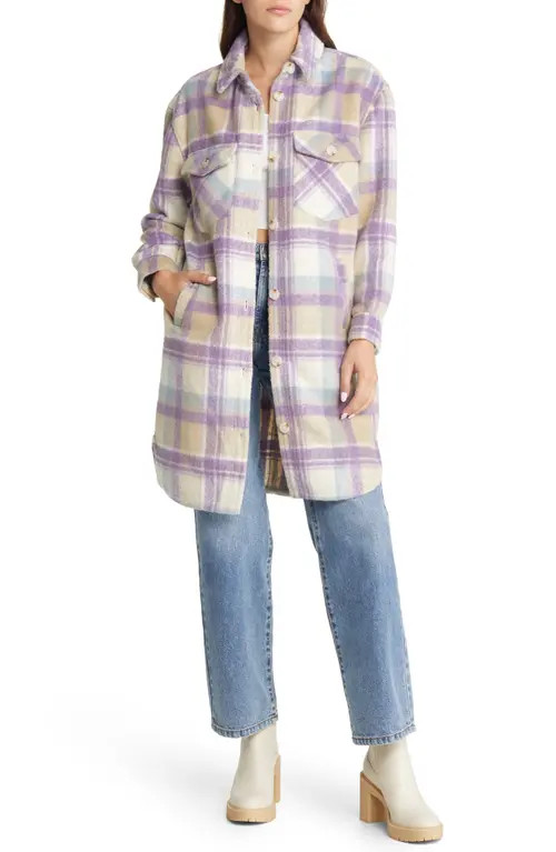 BLANKNYC Plaid Long Shacket in Keep It Up at Nordstrom, Size Large | Nordstrom