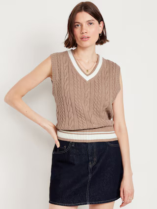 Wool-Blend Cable-Knit Vest | Old Navy (US)