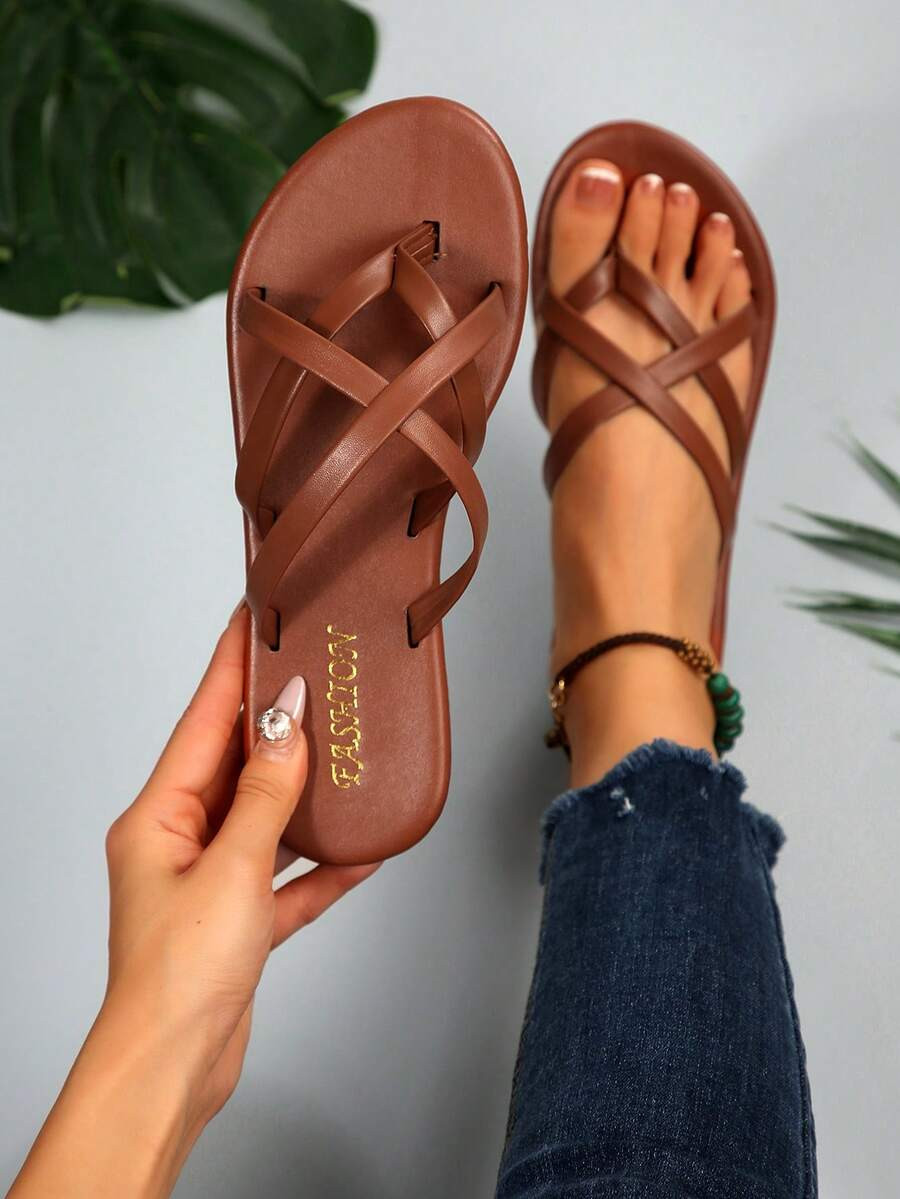 Women's New Arrival Summer Flip Flops, Round Toe Flat Sandals, Casual Slippers For Indoor And Out... | SHEIN