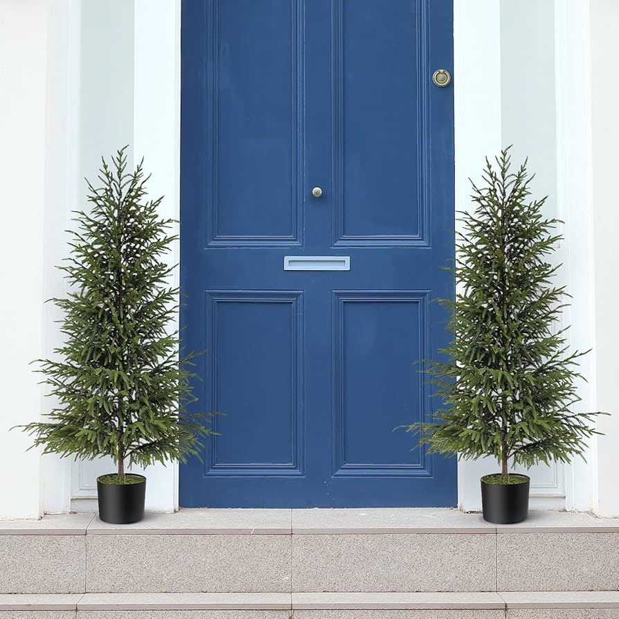 2 Pcs Artificial Norfolk Pine Tree - 4ft (48") Faux Christmas Tree Fake Potted Plants for Indoor ... | Amazon (US)