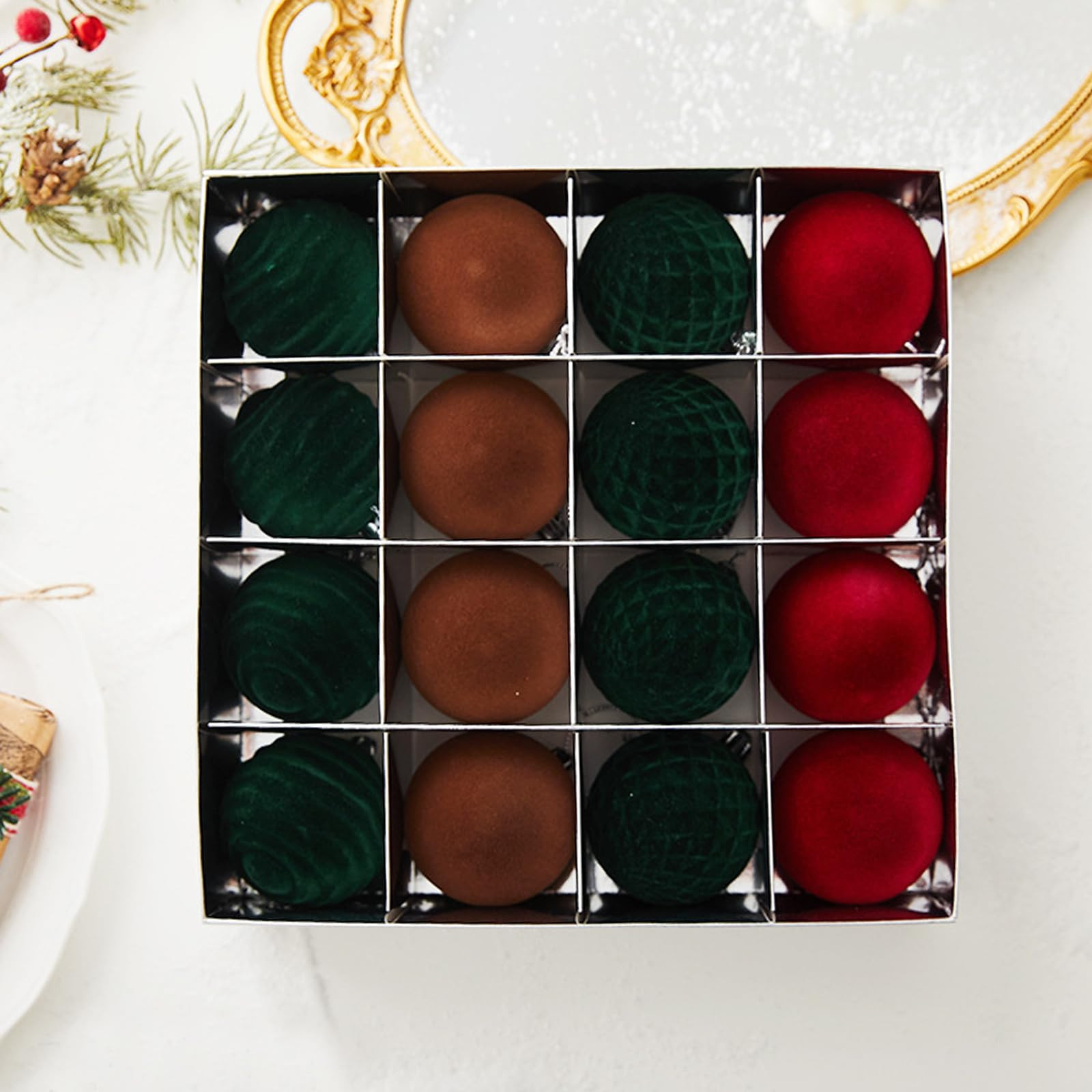 Christmas Balls, 16 Pcs Velvet Christmas Balls Hanging Ornaments Set, 6cm Flocked Christmas Tree ... | Amazon (CA)