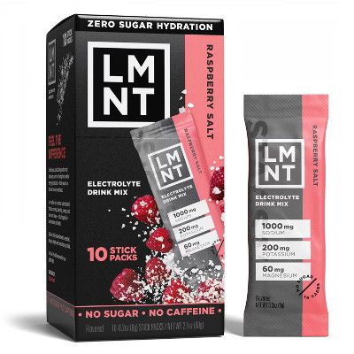 LMNT Zero-Sugar Electrolytes Drink - Raspberry Salt - 2.1oz/10ct: Hydration Powder, Non-Caffeinated Mix | Target