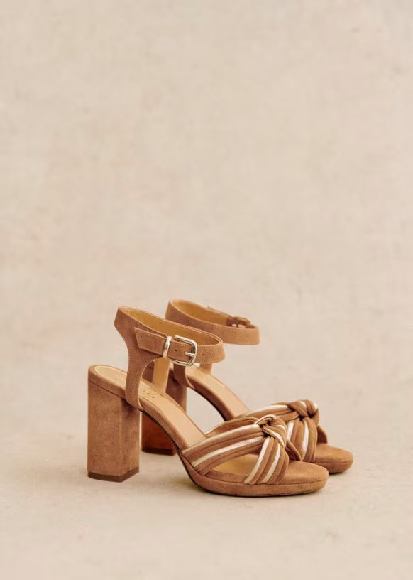 High Carmela Sandals - Camel multi - Suede goatskin leather - Sézane | Sezane Paris