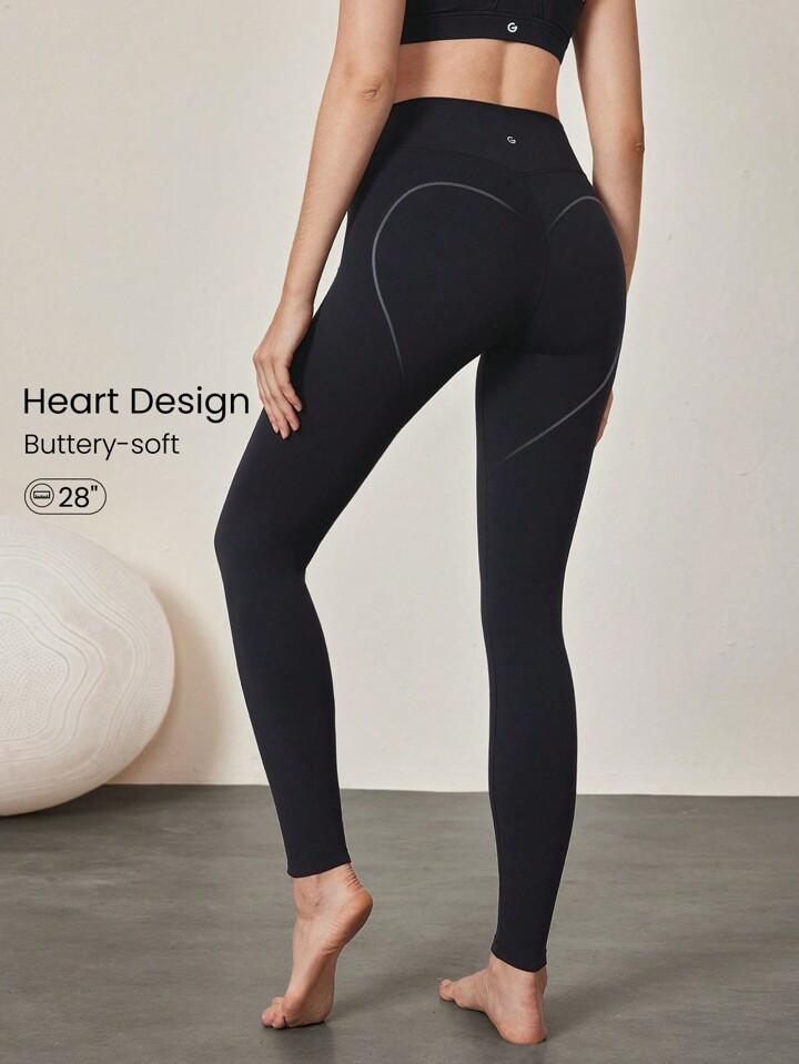 GLOWMODE 28" FeatherFit™ Love To Move Heart Shaped Butt Leggings Low Impact Yoga Daily | SHEIN