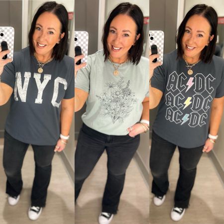 Target graphic tees 30% off this week!  On sale for $9 and $6!  XL in the NYC and AC/DC tees. XXL in the flower tee  

#LTKfindsunder50 #LTKxTarget #LTKmidsize