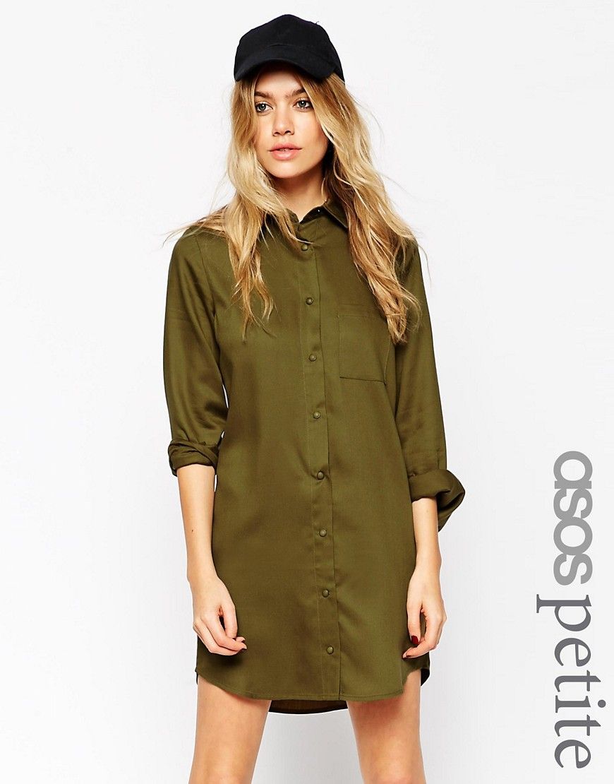 ASOS PETITE Exclusive Utility Shirt Dress in Tencel | ASOS US