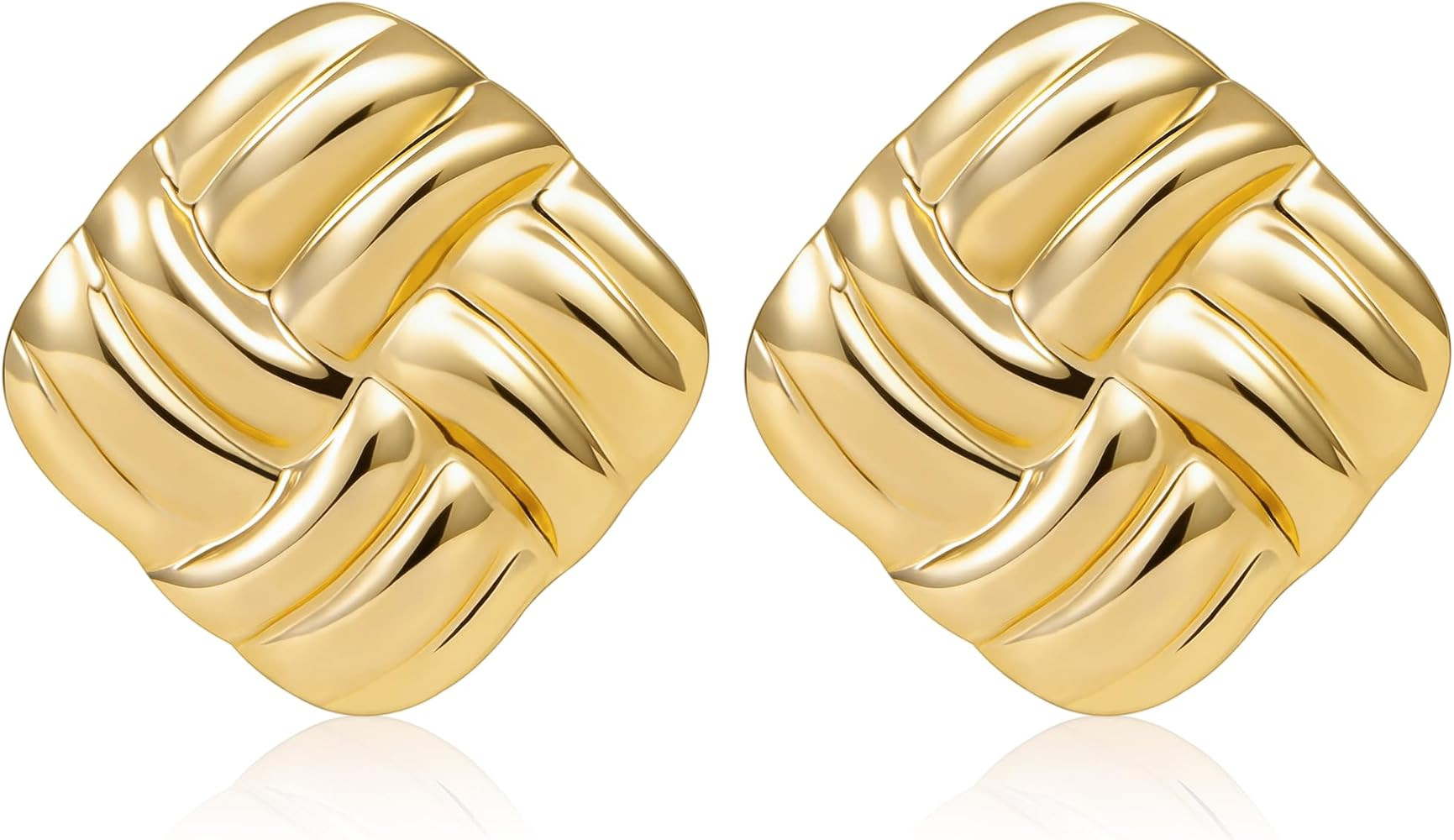 Chunky Gold Square Stud Earrings for Women Vintage Textured Statement Earrings 18K Gold Plated St... | Amazon (US)