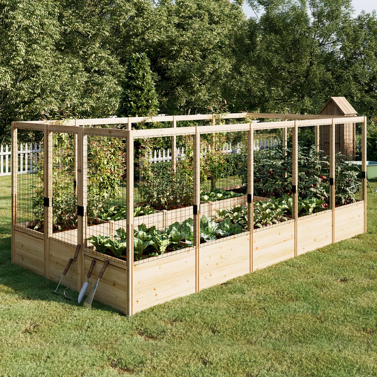 Yadid Deep Wooden Raised Garden Bed with Netting | Wayfair North America