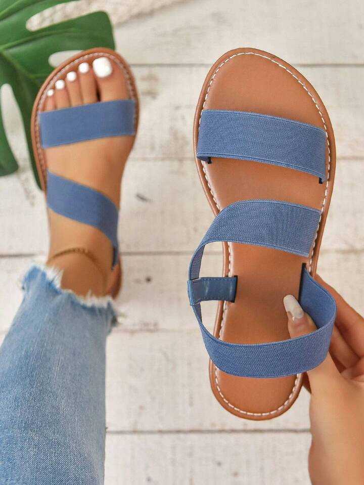 Women Minimalist Elastic Band Flat Sandals, Fashion Sandals | SHEIN