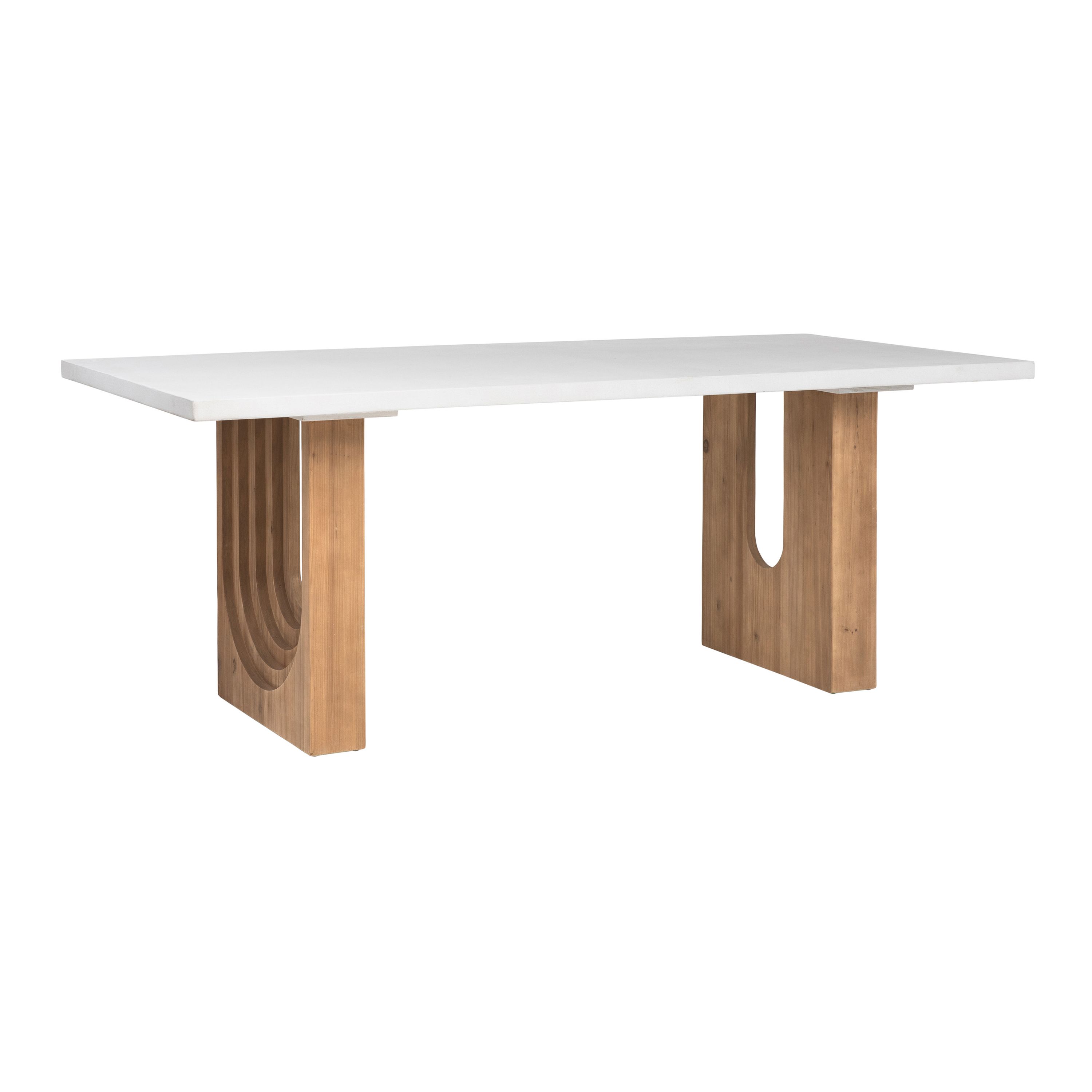 Natal White Concrete and Reclaimed Pine Outdoor Dining Table - World Market | World Market