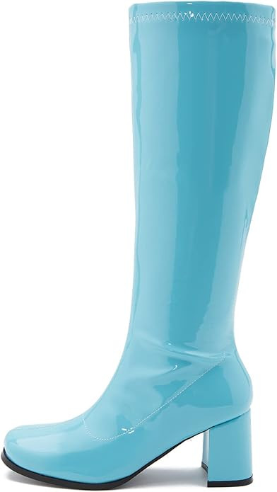 LIURUIJIA Women's Gogo Boots Knee High Block Heel Square Toe 70s Disco Costume Boots | Amazon (US)
