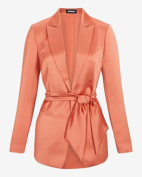 Satin Tie Waist Blazer | Express