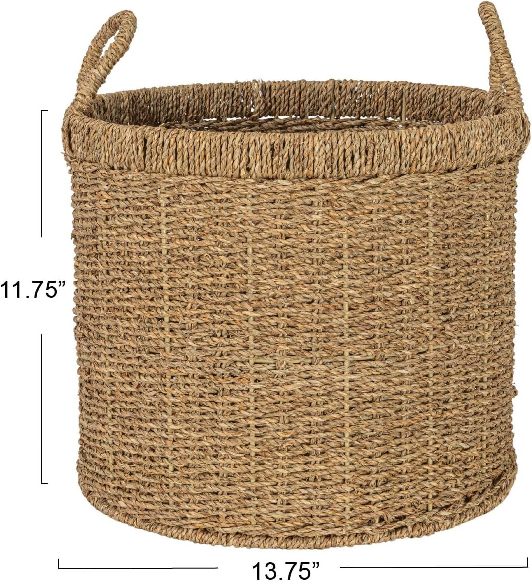 Household Essentials Round Seagrass Basket with Handles, Natural | Amazon (US)