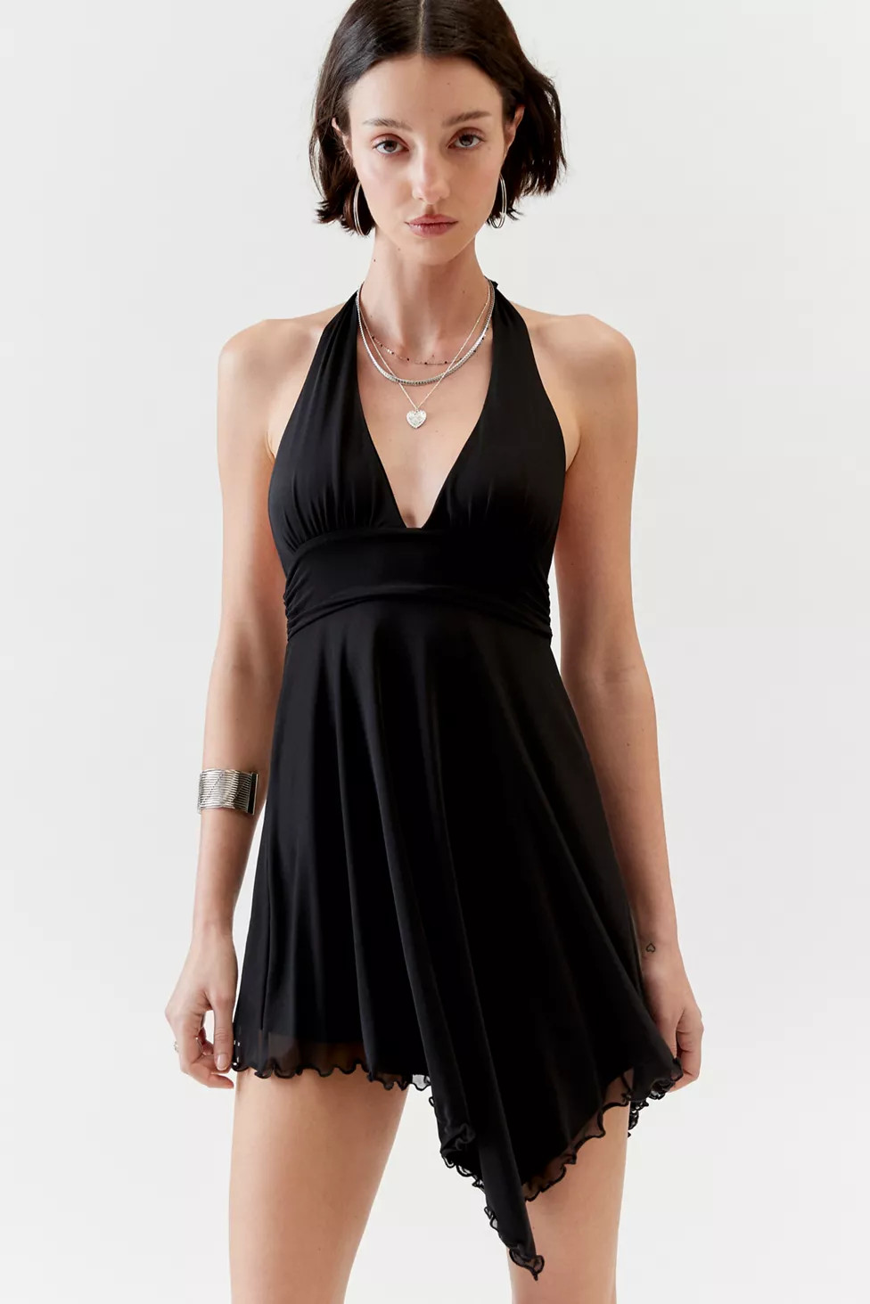 UO Jessa Mesh Halter Mini Dress | Urban Outfitters (US and RoW)