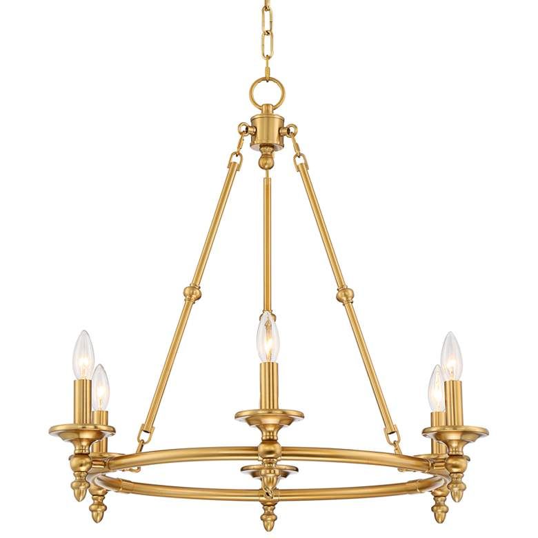 Stiffel Hartley 28" Wide Warm Antique Gold 6-Light Ring Chandelier - #78D96 | Lamps Plus | Lamps Plus