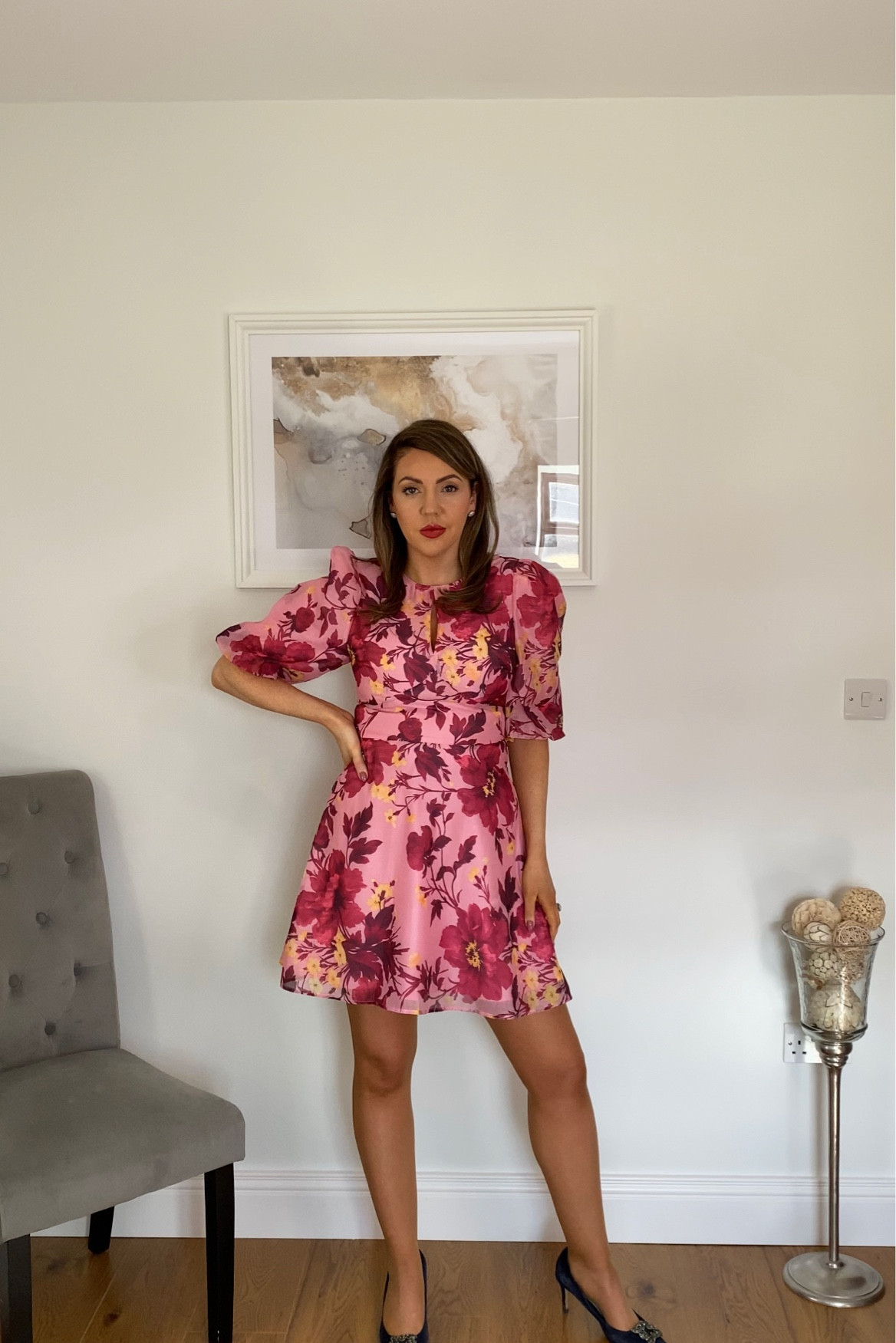 open lace back dress Short Sleeve Floral Organza Shirt Dress