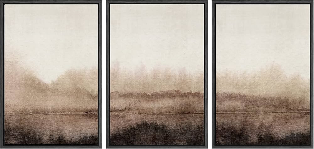 SIGNWIN Framed Canvas Print Wall Art Set Pastel Watercolor Brown Landscape Nature Wilderness Illu... | Amazon (US)