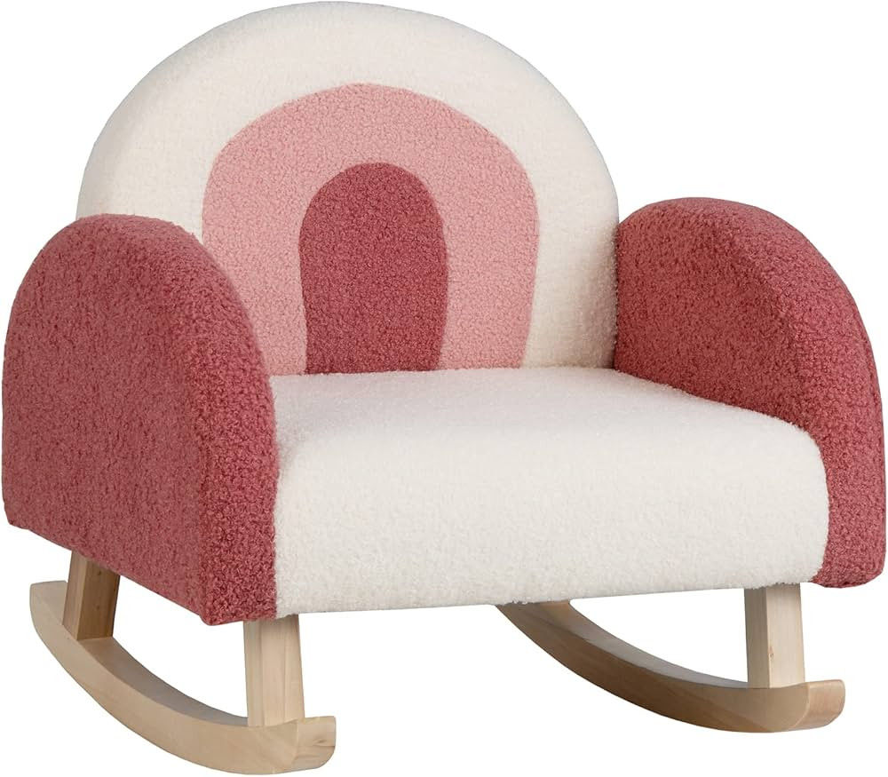 Costzon Kids Sofa, Red, Rocking Chair with Solid Wood Frames, Plush Fabric, Anti-Tip Design for K... | Amazon (US)