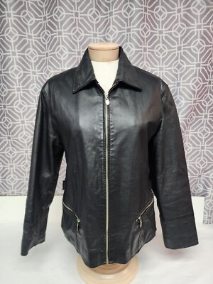 Vintage Black Leather Women's Medium Bomber Jacket | Winlit | eBay | eBay US
