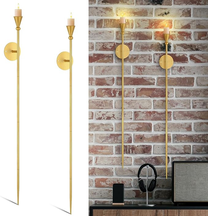 Tioncy 2 Pcs Metal Wall Candle Sconce Modern Candle Holder Wall Sconces for Decoration Wall Candl... | Amazon (US)
