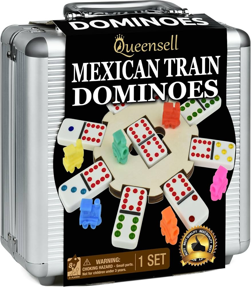 Queensell Mexican Train Dominoes Set with Wooden Hub, Domino Tile Board Games - Double 12 Dominos... | Amazon (US)