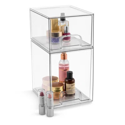 Sorbus Acrylic Storage Containers - 2 Pack, 4.4â and 7.6â Stackable Storage Bins Set for Bathroom Organization - Clear Acrylic Storage Drawer Orga | Wayfair North America