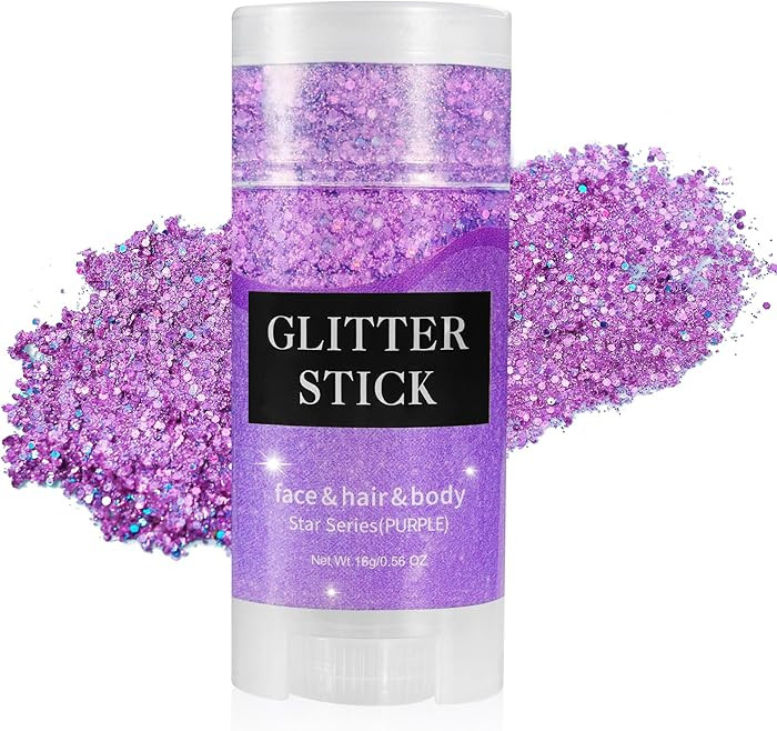 Mysense Purple Body Glitter Stick,Mardi Gras Face Hair Glitter,Festival Concert Rave Outfit Acces... | Amazon (US)