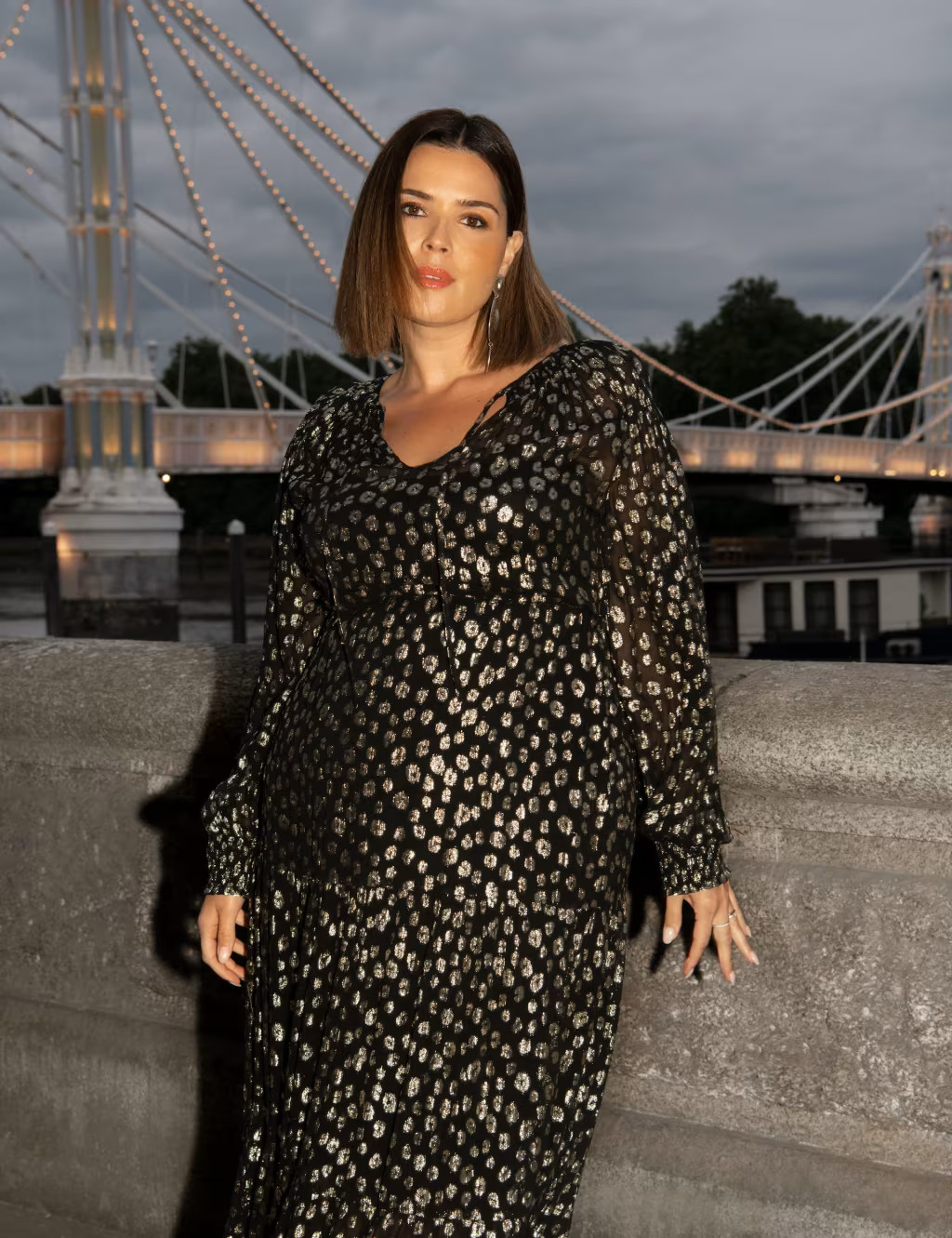 Metallic Leopard Print Midaxi Tiered Dress | Marks & Spencer (UK)