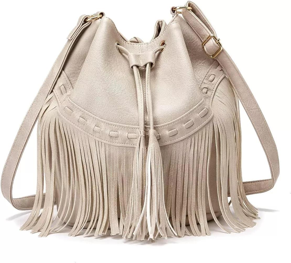 AryanExports Women Hippie Fringe Bags Fashion Bohemian Black Tassel Cross  Body Bag Vintage Boho Bags: Handbags