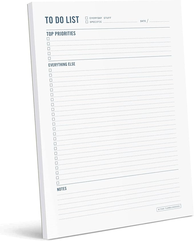 Two Tumbleweeds To Do List Notepad - Daily Task Planner, Checklist, and Organizer - Planner pad f... | Amazon (US)