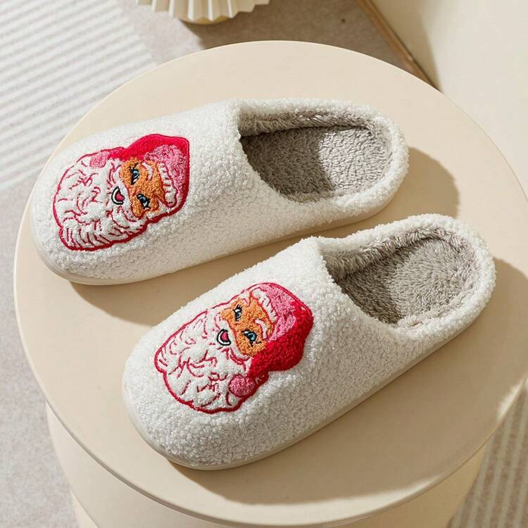 Christmas Women Winter Indoor Pink Santa Claus Comfortable Soft-Soled Warm Girlfriend Gift Casual Home Shoes | SHEIN