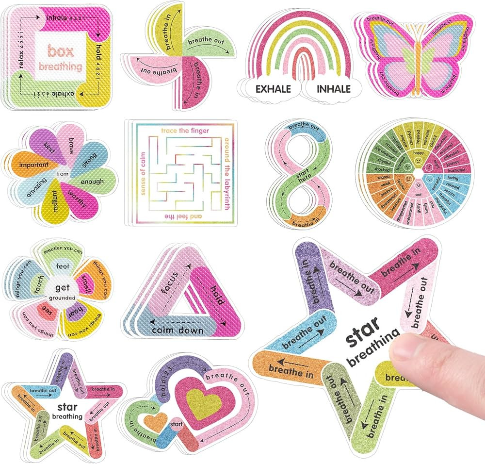Calm Strips for Anxiety Sensory Stickers, 36PCS Textured Calming Mood Fidget Stickers for Kids Ad... | Amazon (US)