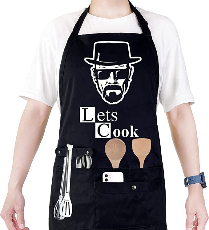 Funny Cooking Chef Apron with Pockets BBQ Kitchen Work Aprons Birthday Dad Creative Gifts | Amazon (US)