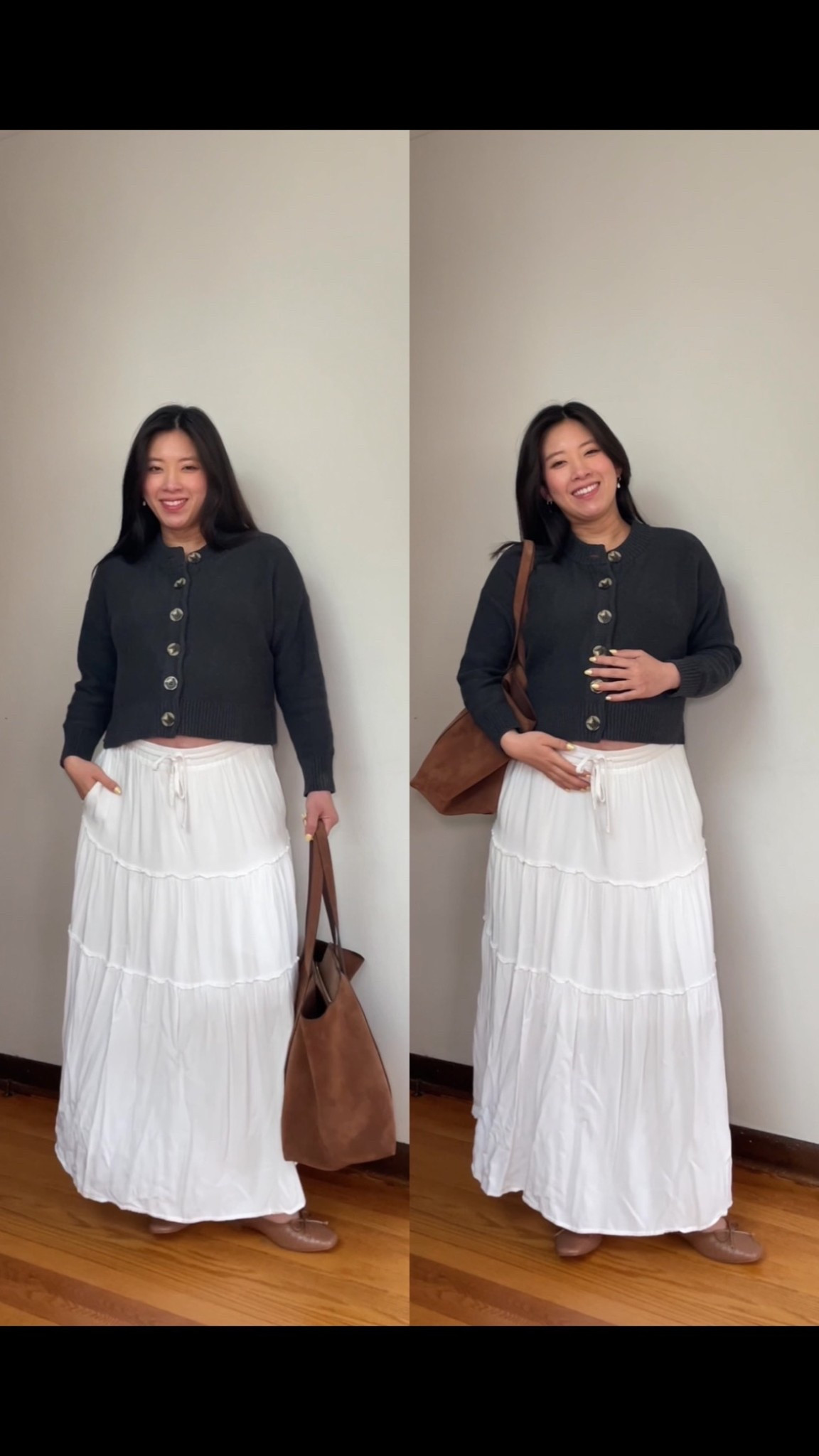 Cardigan + white maxi skirt! Very spring coded 💕 and perfect for pregnancy! 

#LTKBump #LTKPetite #LTKSaleAlert