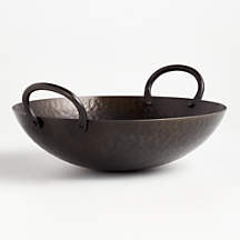 Feast Hammered Iron Serving Bowl with Handles + Reviews | Crate & Barrel | Crate & Barrel