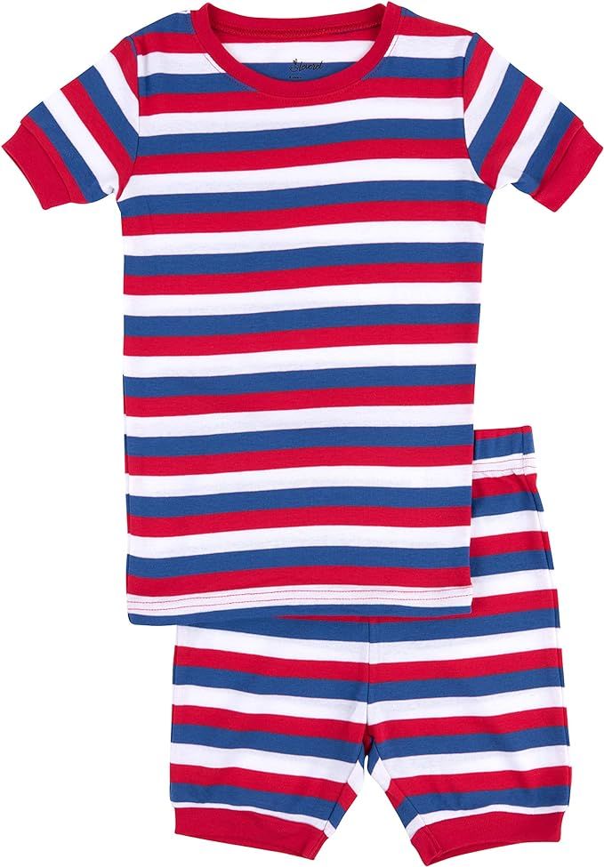 Leveret Striped Shorts Pajamas Kids & Toddler 2 Piece Pjs Set 100% Cotton Sleepwear (Toddler-10 Y... | Amazon (US)